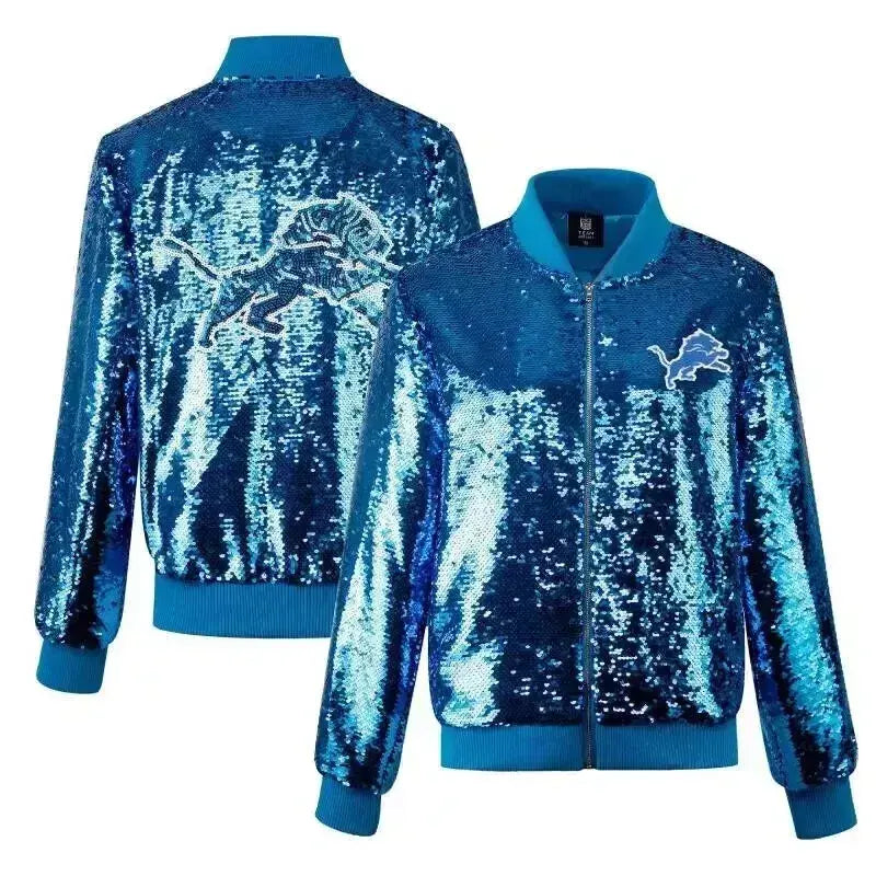 NFL Detroit Lions Blue Sequin Jacket