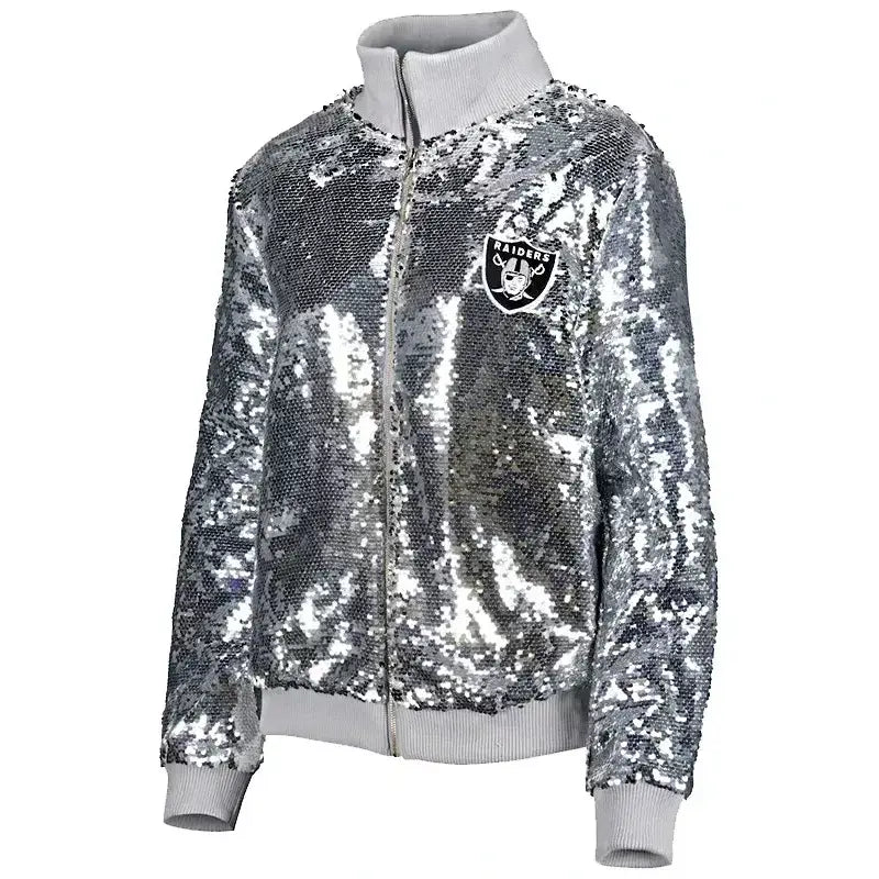 Las Vegas Raiders Silver Sequin Jacket