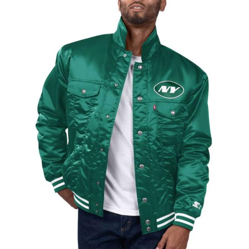 New York Jets Silver Green Tab Trucker Jacket