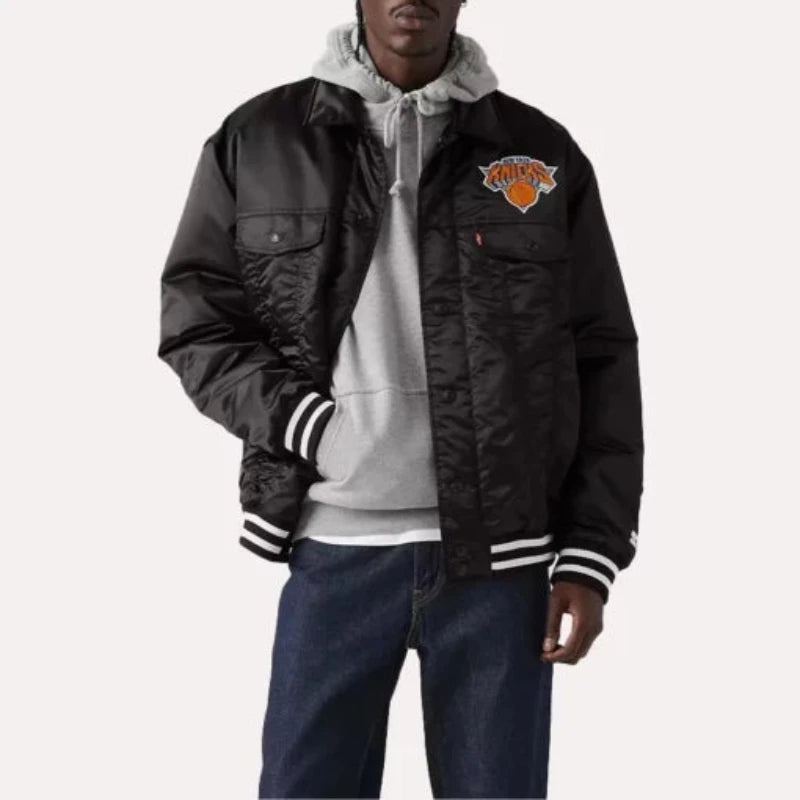 New York Knicks Team Black Satin Jacket