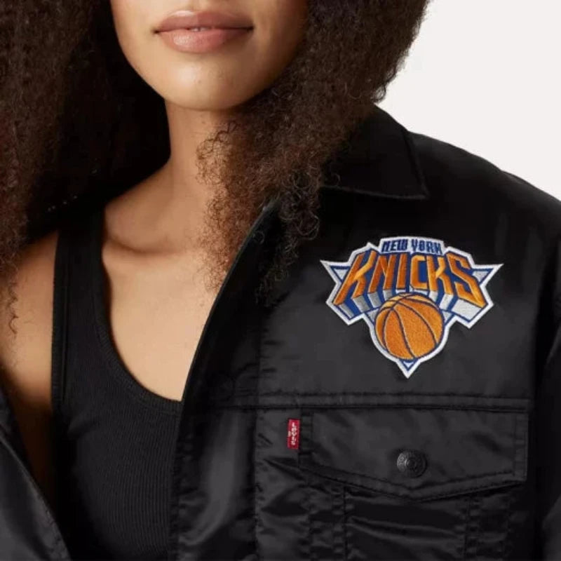 New York Knicks Team Black Satin Jacket