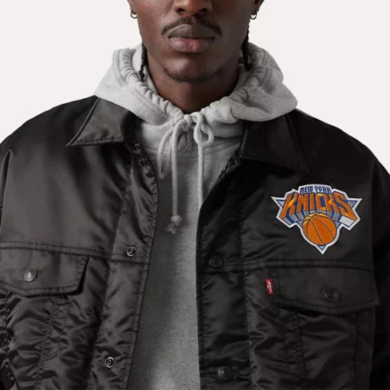 New York Knicks Team Black Satin Jacket