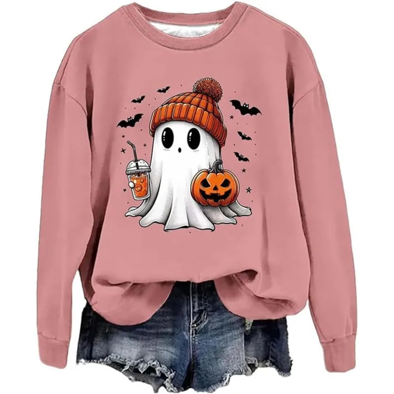 Halloween Funny Ghost Soda Graphic Fleece Sweatshirt