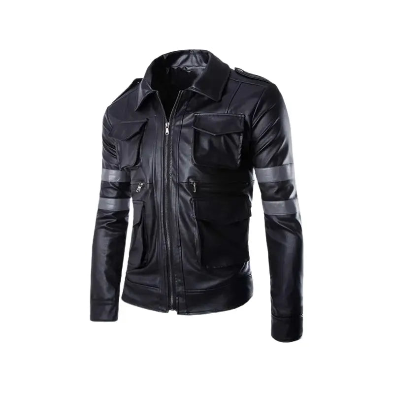 Resident Evil Leon Kennedy Leather Black Jacket