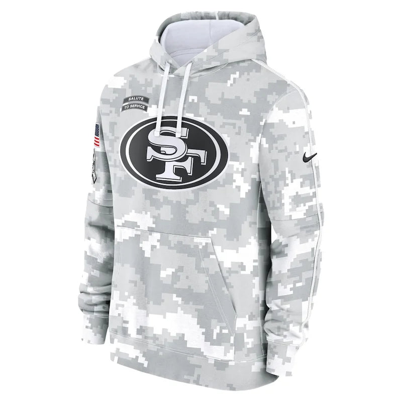 San Francisco 49ers 2024 Arctic Camo Flag Hoodie