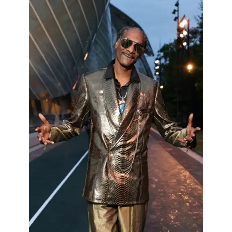 2024 Paris Olympic Snoop Dogg Golden Leather Blazer