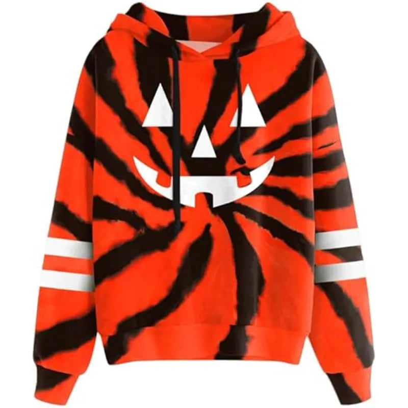 Spadehill Halloween Long Sleeve Pumpkin Fleece Hoodies