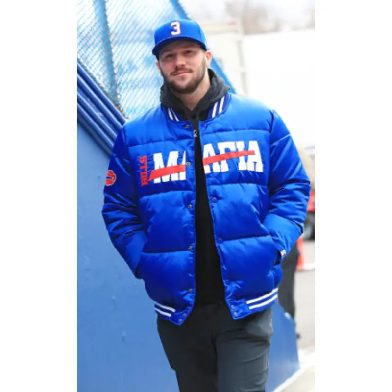 Starter Bills Bronx Bubble Bills Mafia Button Down Blue Jacket