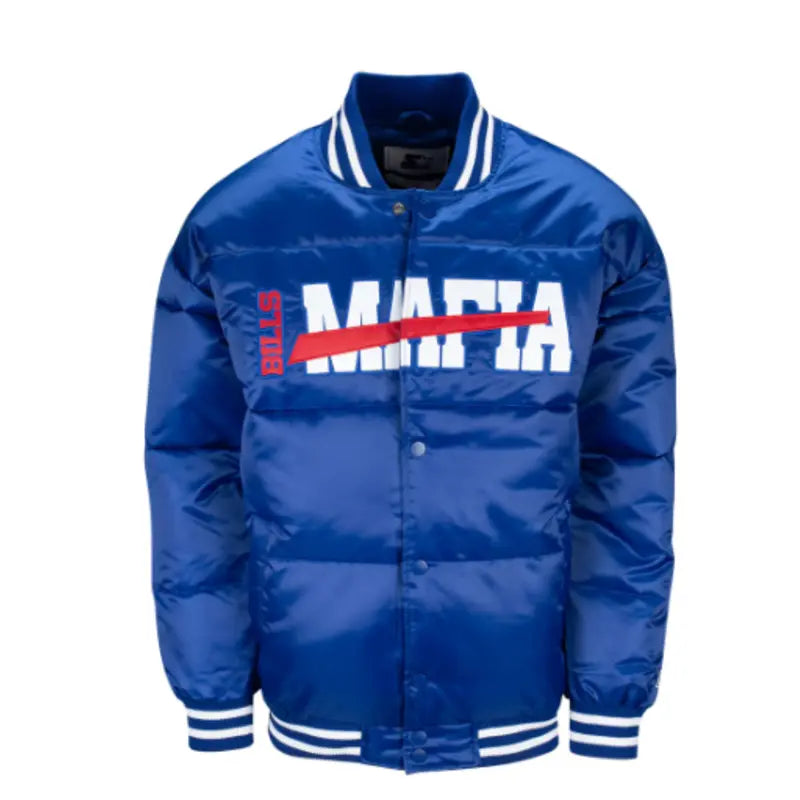 Starter Bills Bronx Bubble Bills Mafia Button Down Blue Jacket