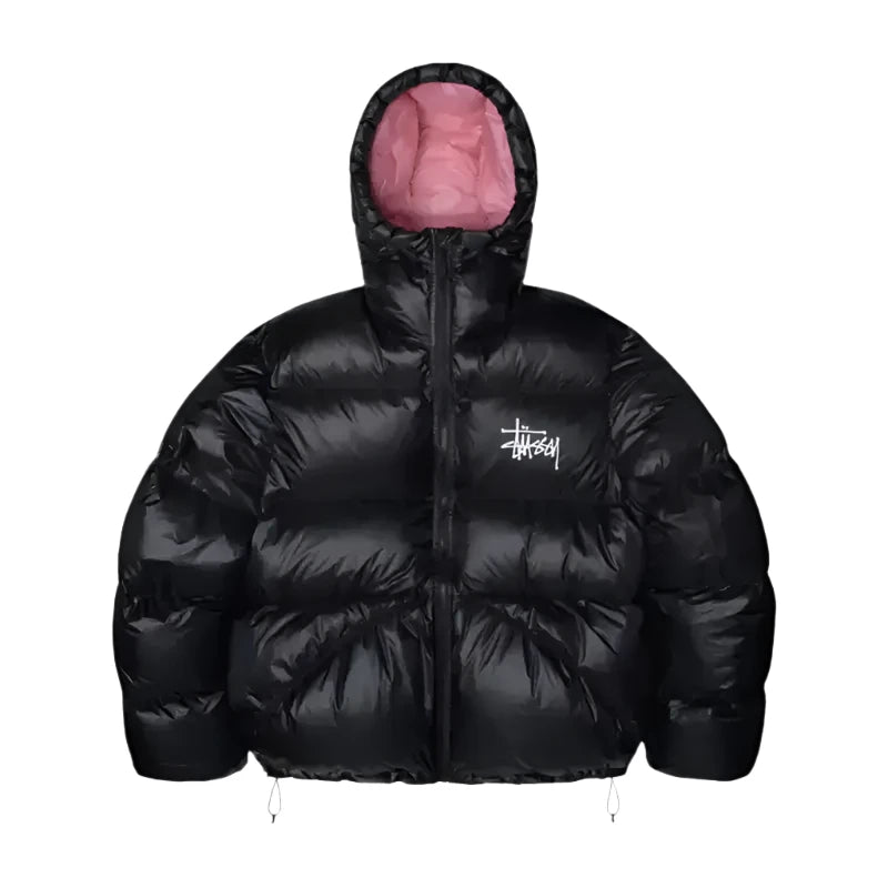 Stussy Black Down Hooded Puffer Jacket