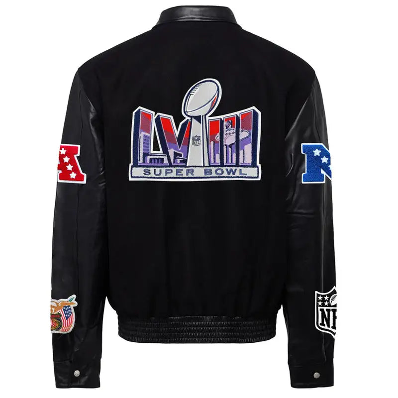 Super Bowl 2024 Black Varsity Jacket