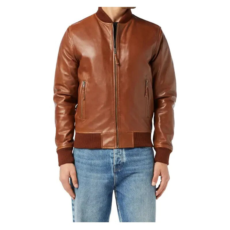 Tan Bomber Biker Men's Jacket