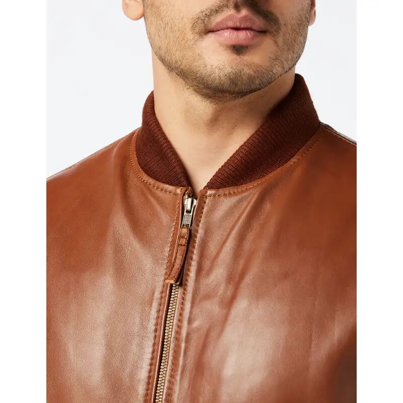 Tan Bomber Biker Men's Jacket