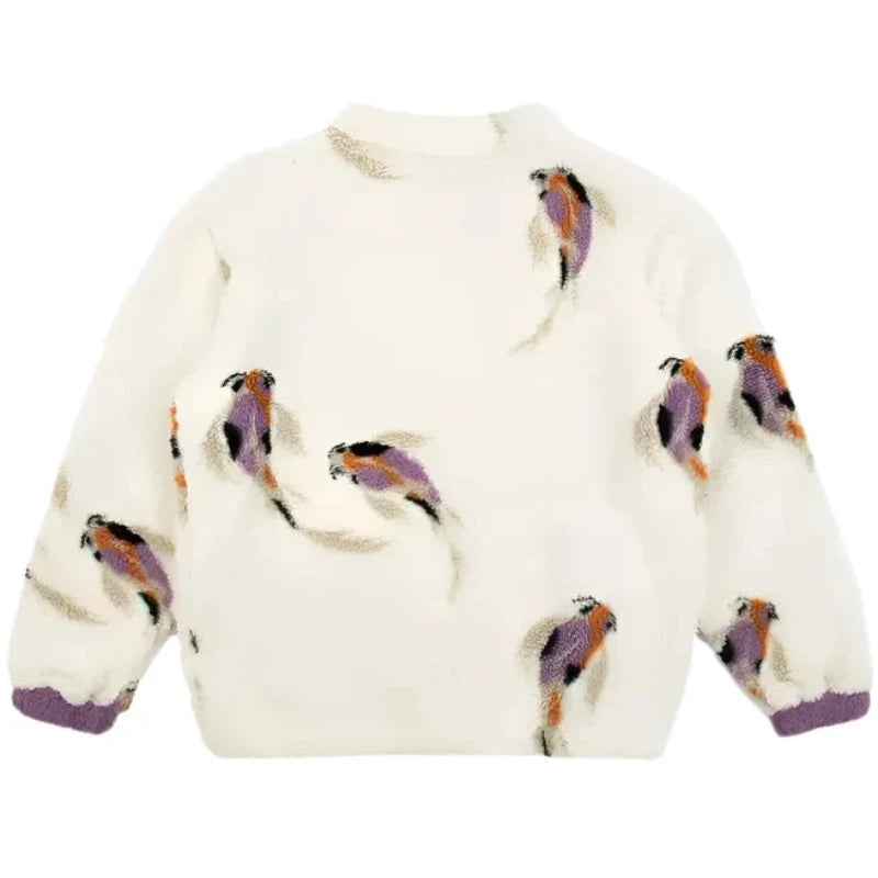 Taylor Swift Koi Fish White Sherpa Sweater For Unisex