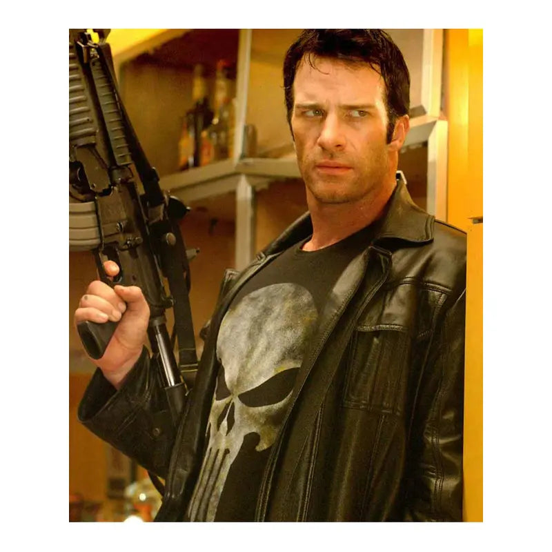 Thomas Jane Punisher Black Real Leather Coat