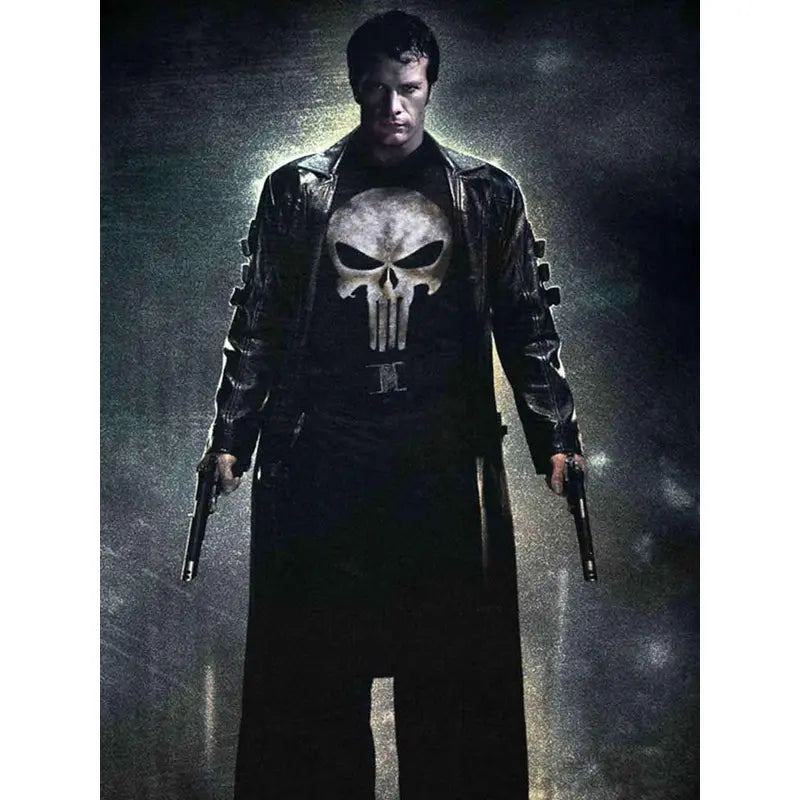 Thomas Jane Punisher Black Real Leather Coat