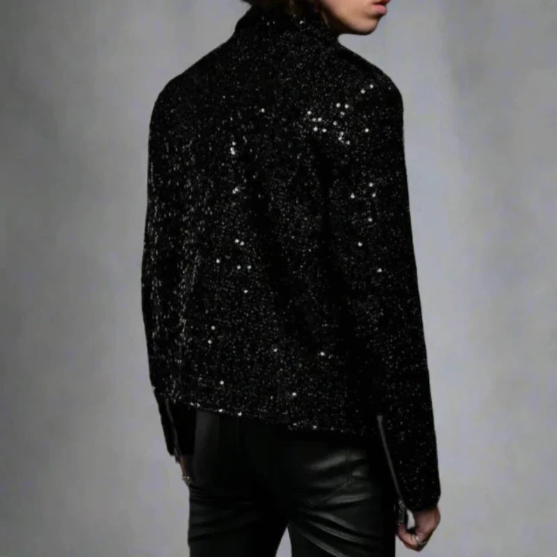 Unisex Sequins Biker Jacket