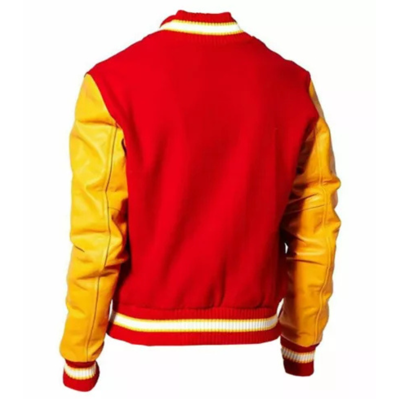 MJ Michael Jackson Thriller M Logo Letterman Varsity Jacket With Leather Sleeves