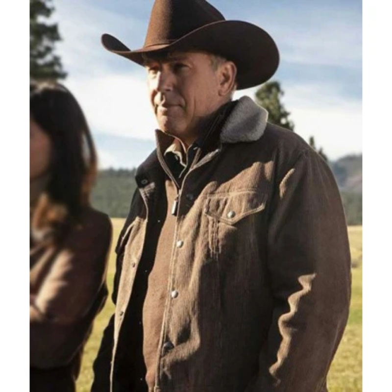 Kevin Costner Yellowstone Brown Corduroy Jacket