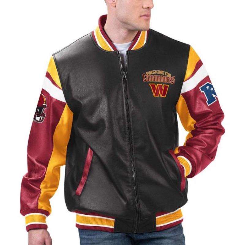 Washington Commanders Leather Varsity Jacket