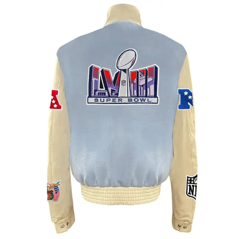 Super Bowl 2024 Baby Blue Varsity Jacket