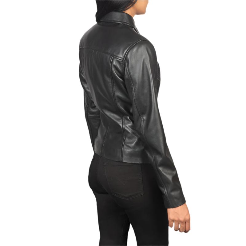 Women Tomachi Leather Black Jacket