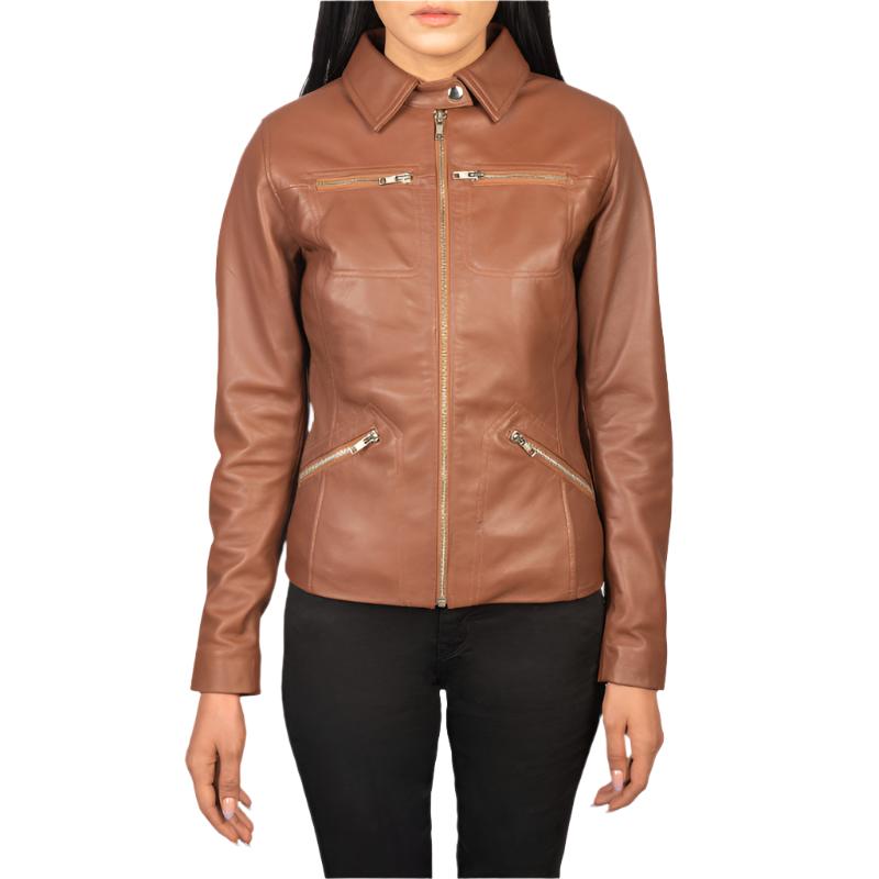 Women's Tomachi Leather Brown Jacket