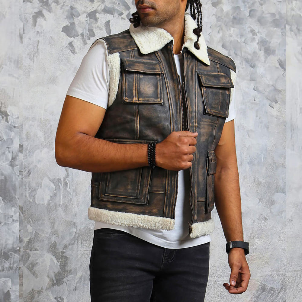 Winter Leather with Fur Lining Vest For Unisex