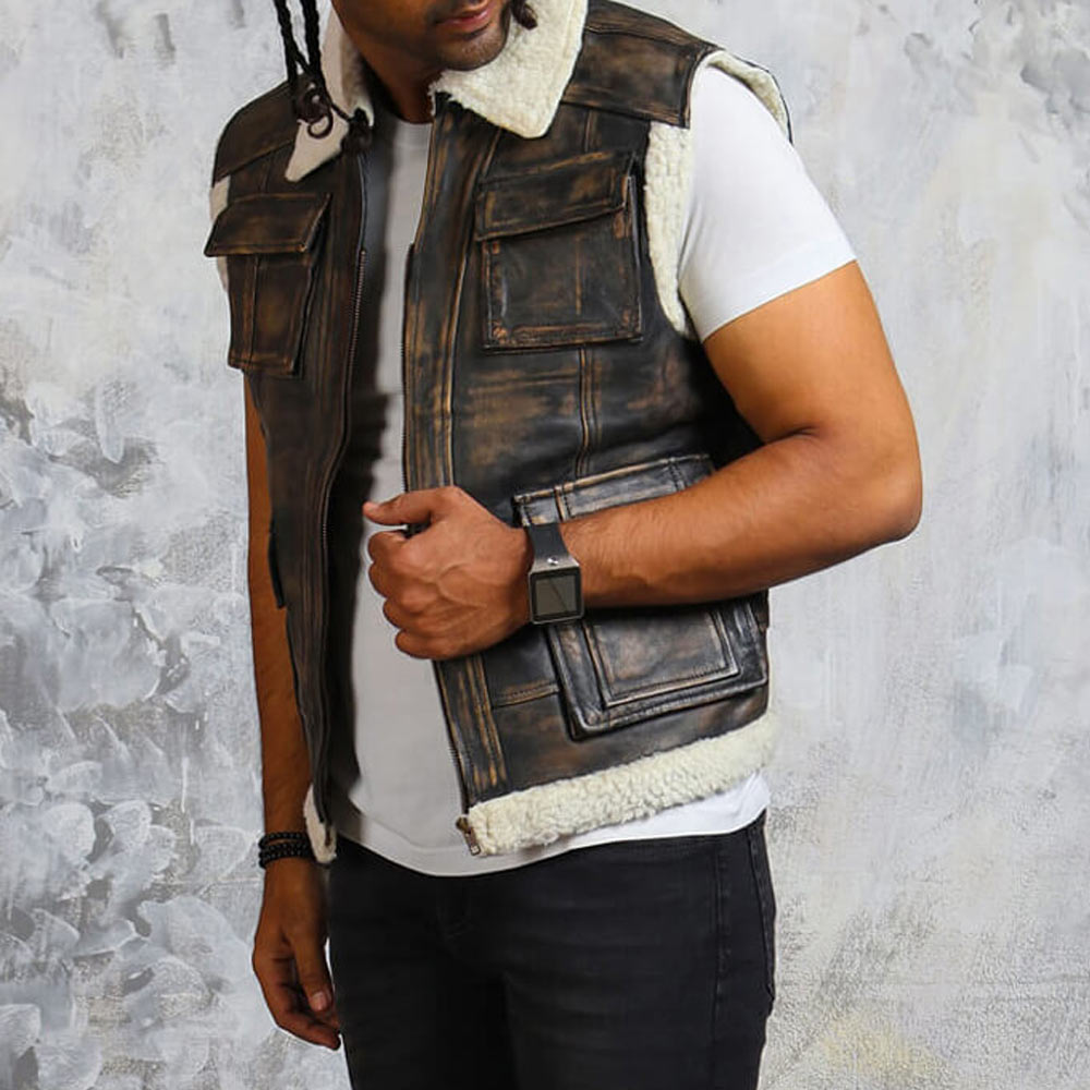 Winter Leather with Fur Lining Vest For Unisex