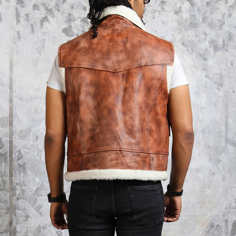 Winter Leather with Fur Lining Vest For Unisex