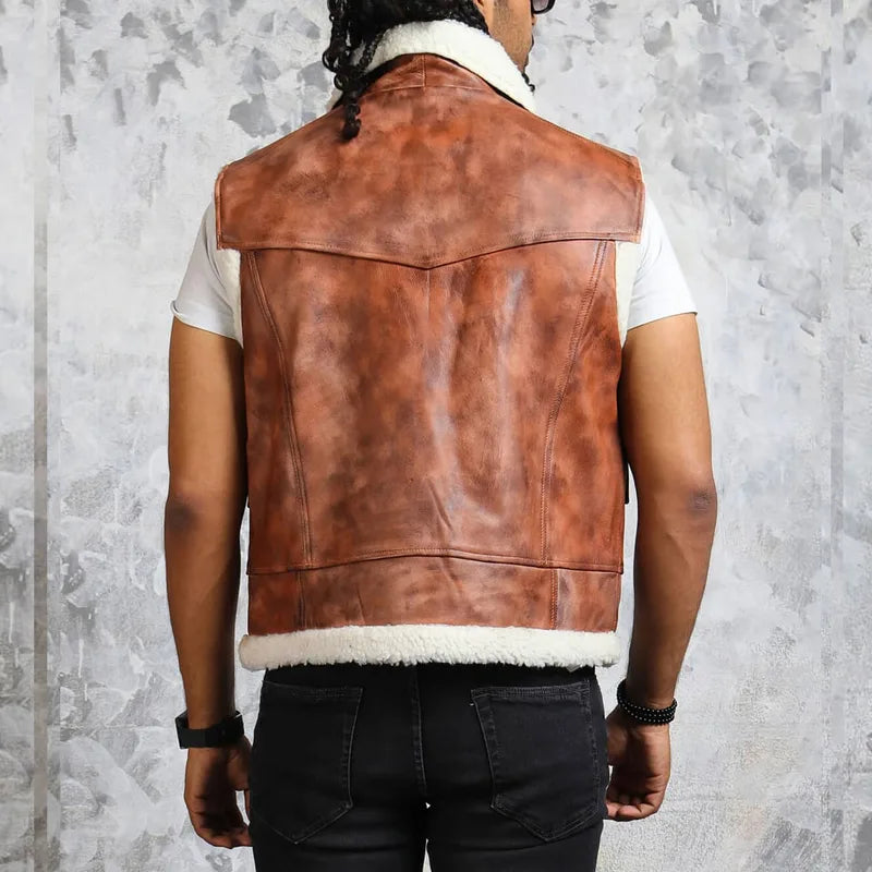 Winter Leather with Fur Lining Vest For Unisex