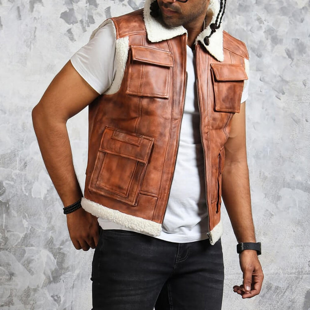 Winter Leather with Fur Lining Vest For Unisex