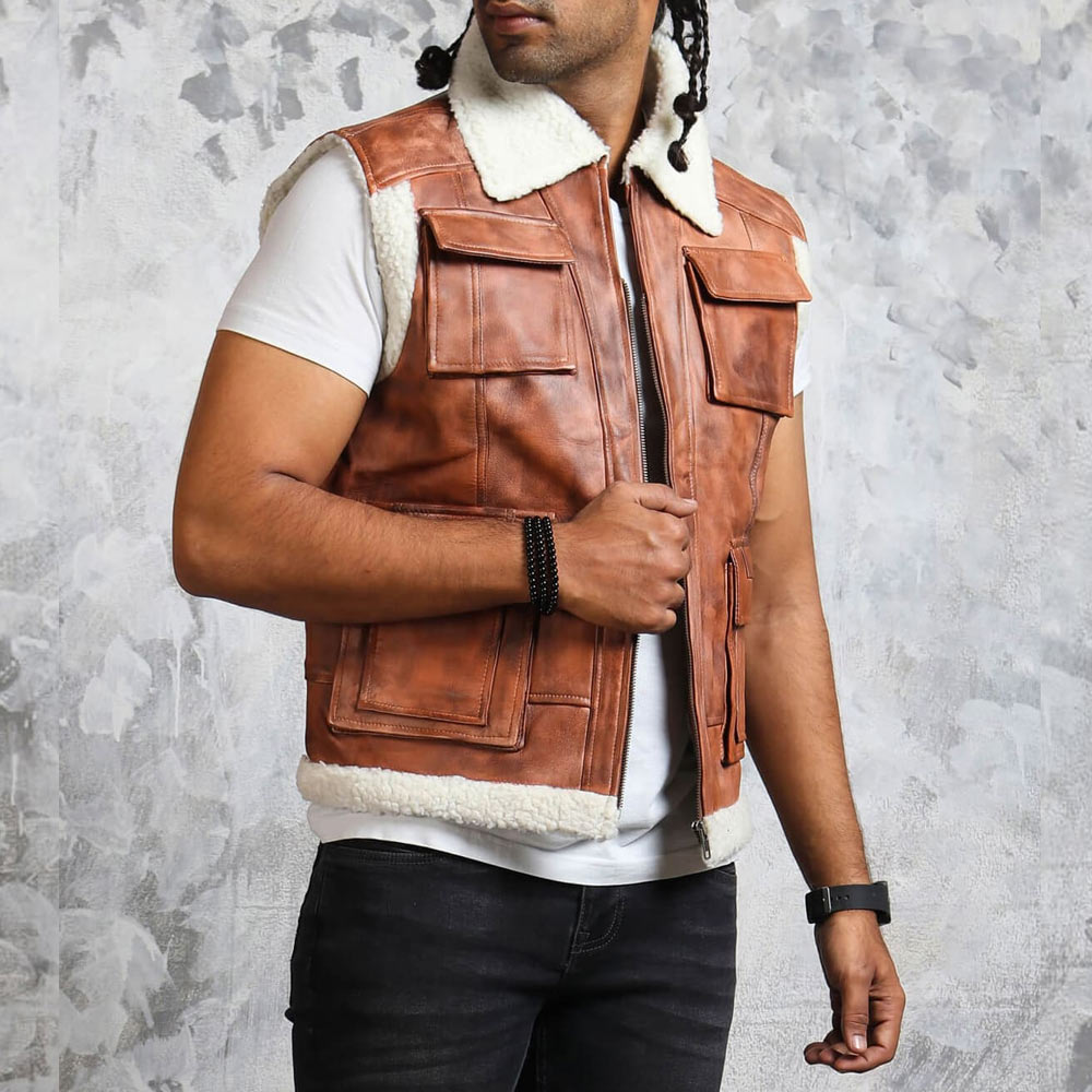 Winter Leather with Fur Lining Vest For Unisex