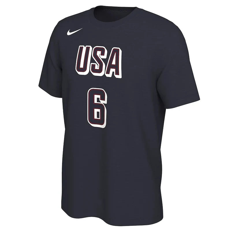 USA Basketball 2024 Summer Olympics Nike LeBron James Name & Number T-Shirt