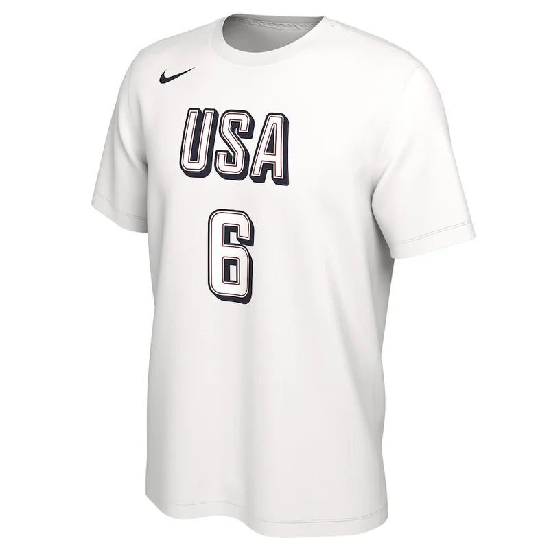 USA Basketball 2024 Summer Olympics Nike LeBron James Name & Number T-Shirt