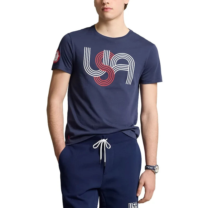 Team USA 2024 Summer Olympics Villagewear Script Navy Blue T-Shirt