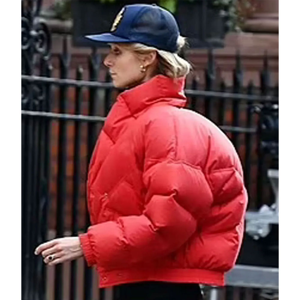 Princess Diana The Crown Red Puffer Jacket