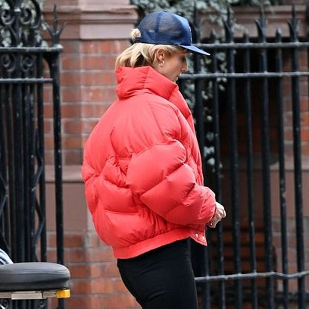 Princess Diana The Crown Red Puffer Jacket