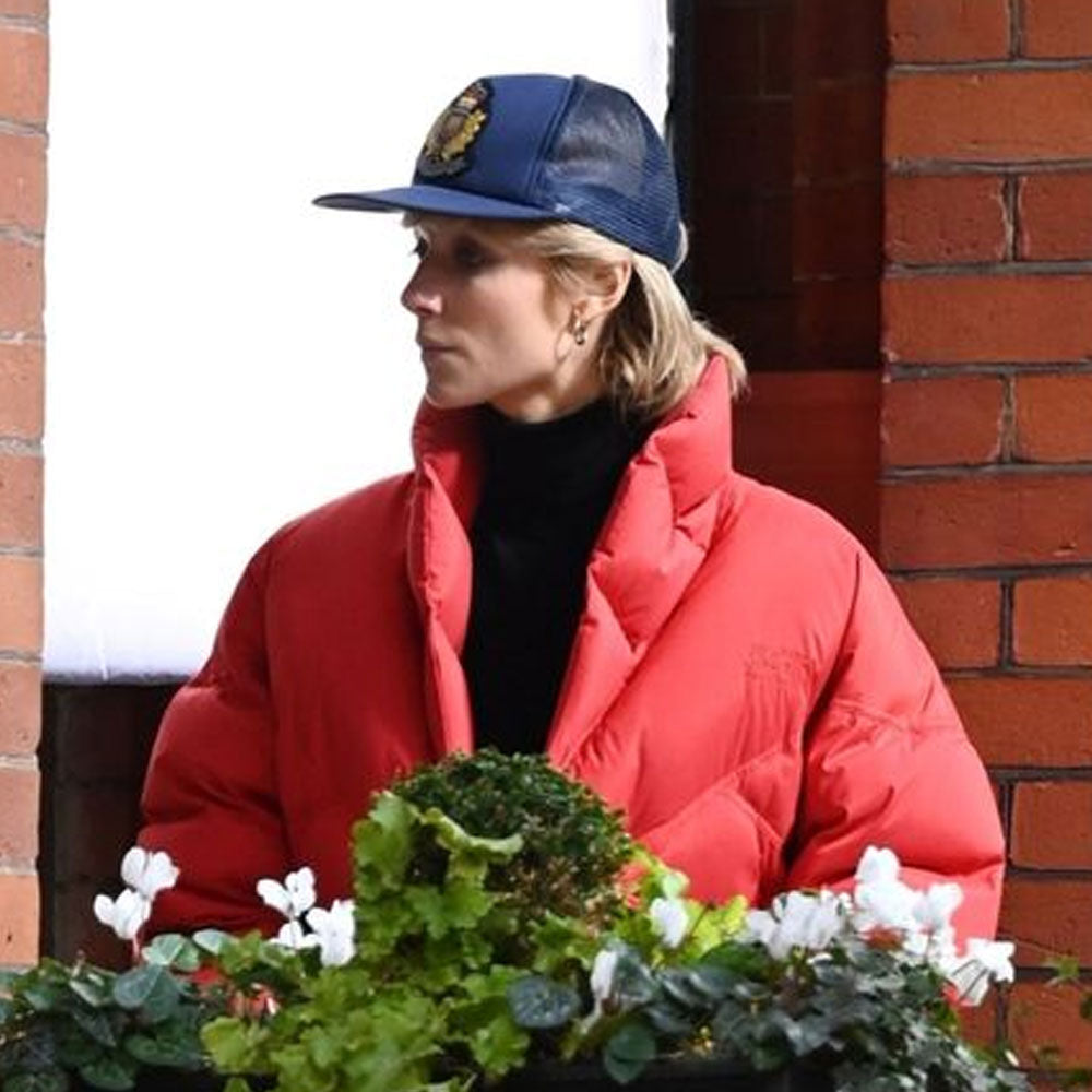 Princess Diana The Crown Red Puffer Jacket