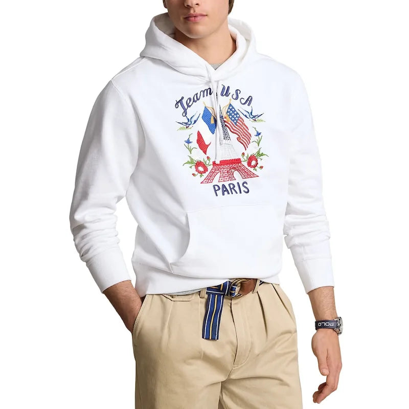 Team USA 2024 Summer Olympics Villagewear Eiffel Tower  White Pullover Hoodie